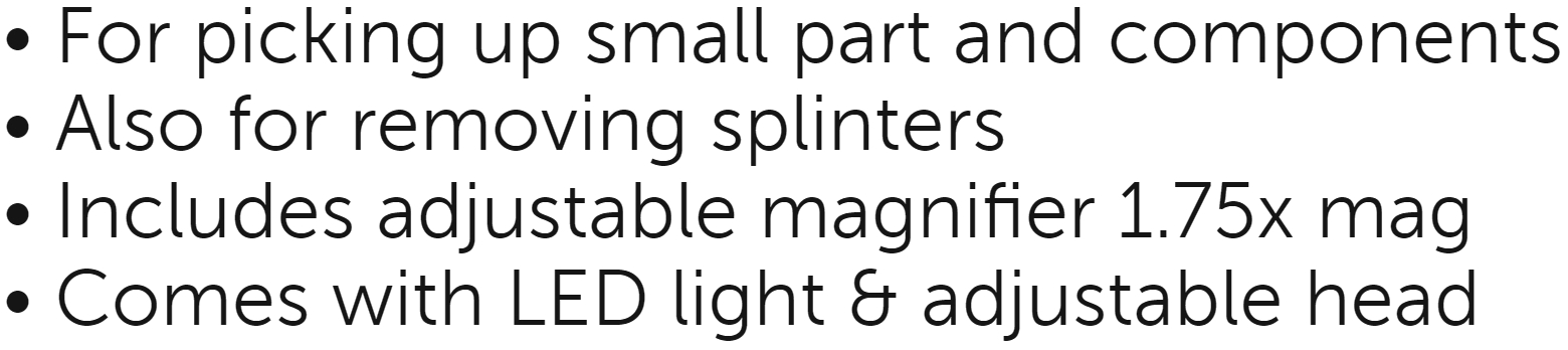 פינצטה עם זכוכית מגדלת ותאורת LED MODELCRAFT PTW1124 TEXT